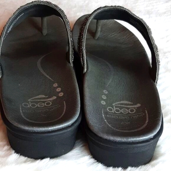 Abeo Bio System Womans Mystic Leather Gray Platform Beaded Sandals 8N - Picture 7 of 12